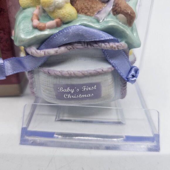 Vintage Hallmark Babys First Christmas Teddy Bear Tree Ornament Porcelain 2001 - Picture 3 of 12